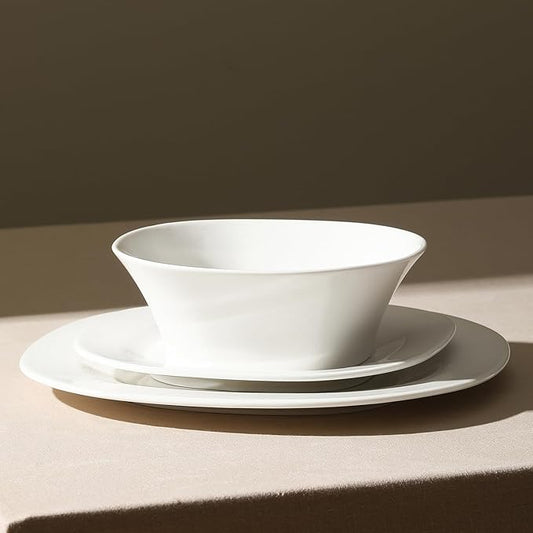 Stone Lain Quadro 24-Piece Dinnerware Set Porcelain, White