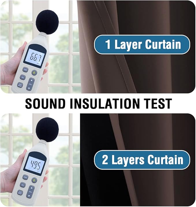 H.VERSAILTEX 100% Blackout Curtains 108 Inches Long (2 Layers) Full Light Blocking Window Curtain Draperies with Black Liner for Bedroom Thermal Insulated Soft Thick Silky Grommet 2 Panels, Brown