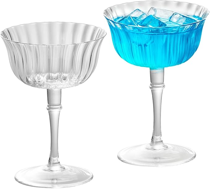 KAMMAK Martini Glasses Set of 2, 5.41 oz Clear Crystal Cocktail Glasses with Stem, Reusable Cocktail Glassware for Wedding Birthday Party, Bar, Margarita, Whiskey, Gin, Tequila, DS-07