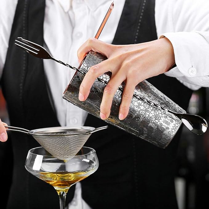 Tyenaza 304 Stainless Steel Cocktail Shaker Set Boston Shaker Bartender Bar Tool Silver