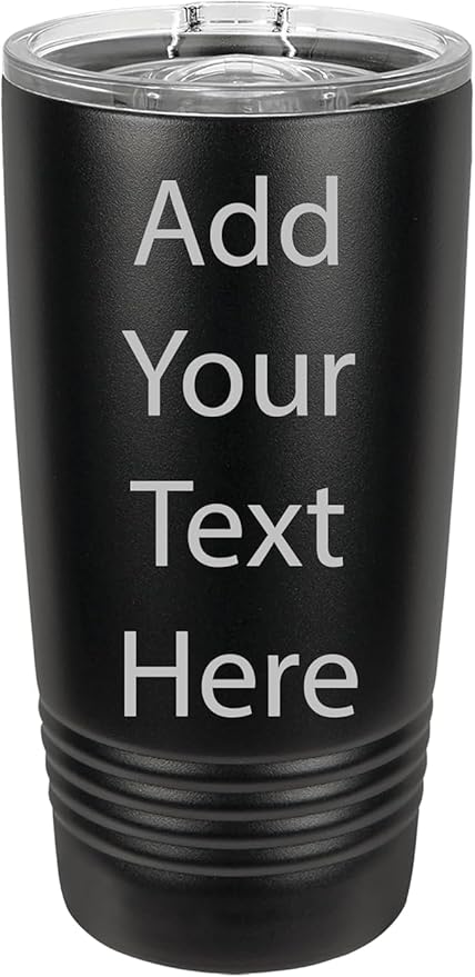 CRAZYDAISYWORLD Customized Polar Camel 20 Oz. Vacuum Insulated Ring Neck Tumbler with Slider Lid Personalized with Your Text (Black)
