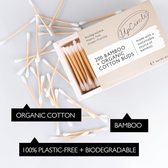 UpCircle Bamboo Cotton Buds - 200 Pieces - Sustainable, Plastic-Free, Fully Recyclable Ear Buds - A Staple For Any Bathroom