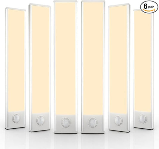 6 Pack Under Cabinet Lights Wireless, 50 LED Motion Sensor Light Indoor Rechargeable Magnetic Closet Lights Battery Operated, Under Counter Lights for Kitchen, Wardrobe, Stairs, Warm Light