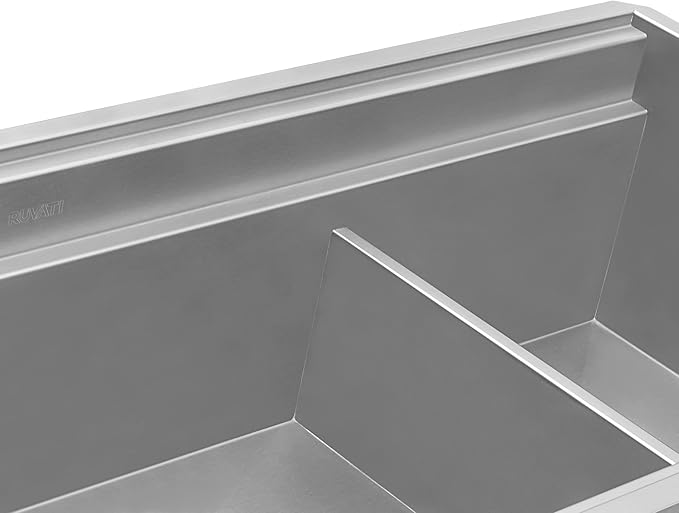 Ruvati 33-inch Workstation Kitchen Sink - Dual Tier Double Bowl Kitchen Sink - Low Divide Undermount Sinks - 16 Gauge Stainless Steel Kitchens Sinks - RVH8255