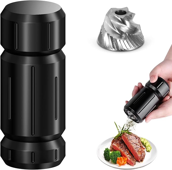 WhiteRhino Pepper Grinder Mill,Heavy Duty High Output Aluminum Pepper Grinder Refillable,Spice Salt Grinder with Bottom Magnet Design,Stainless Steel Burrs&Adjustable Coarseness Gift Set