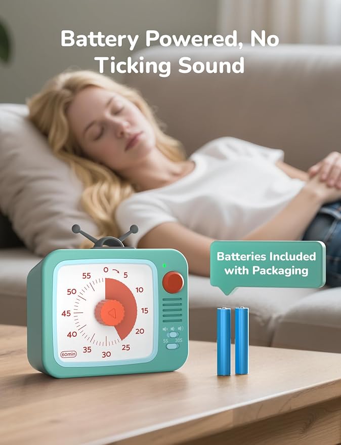 LIORQUE Visual Timer for Kids with Pause Function, 60-Minute Countdown Timers for Classroom Office Kitchen with Silent Operation, Kids Timer for Teaching