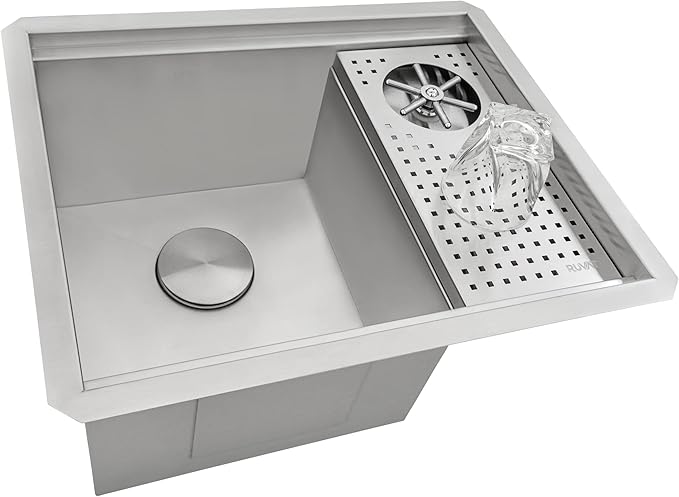 Ruvati Glass Rinser and Sink Combo 22 inch Workstation for Wet Bar Bottle Washer Undermount - RVH8542ST