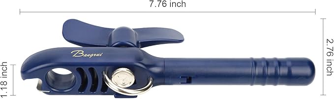 Home Kitchen Restaurant Safety Bottle Jar Wine Manual Can Opener&Bangrui Professional 4-in-1 Can Opener keeps smooth edges. With a corkscrew folded in the lever. Best Gadget for Kitchen Use (Blue)