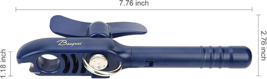 Home Kitchen Restaurant Safety Bottle Jar Wine Manual Can Opener&Bangrui Professional 4-in-1 Can Opener keeps smooth edges. With a corkscrew folded in the lever. Best Gadget for Kitchen Use (Blue)