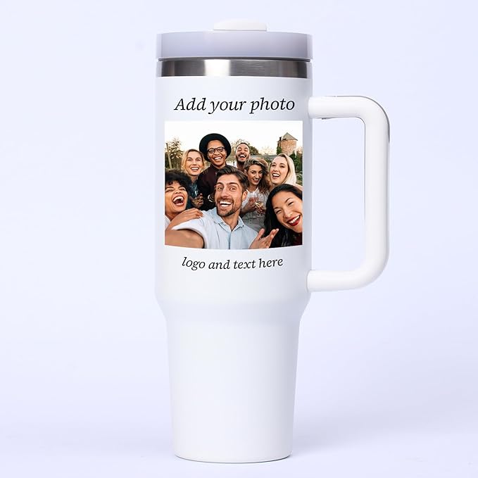 Personalized Tumbler with Handle, 20oz Insulated Coffee Tumbler with Lid and Straw, Custom Stainless Steel Travel Cup for Women Men (Friends)