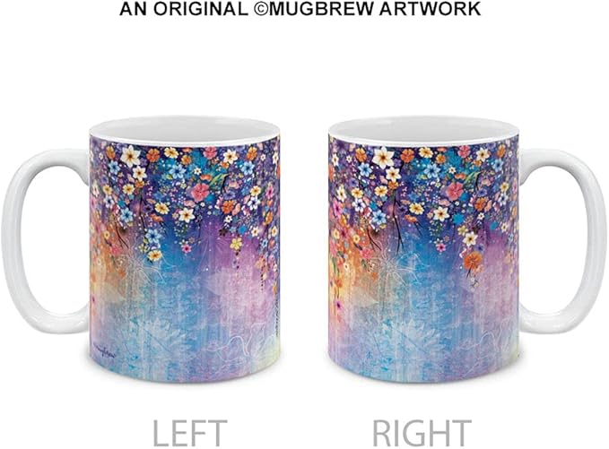 MUGBREW Watercolor Flower Ceramic Coffee Mug Tea Cup, 11 OZ