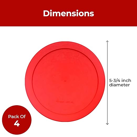 Wood Grip - Lids for Pyrex and Anchor Round Glass Containers - Lids for Pyrex Glass Containers - Replacement Lids (Red, 4 Cups, 4 Pack)