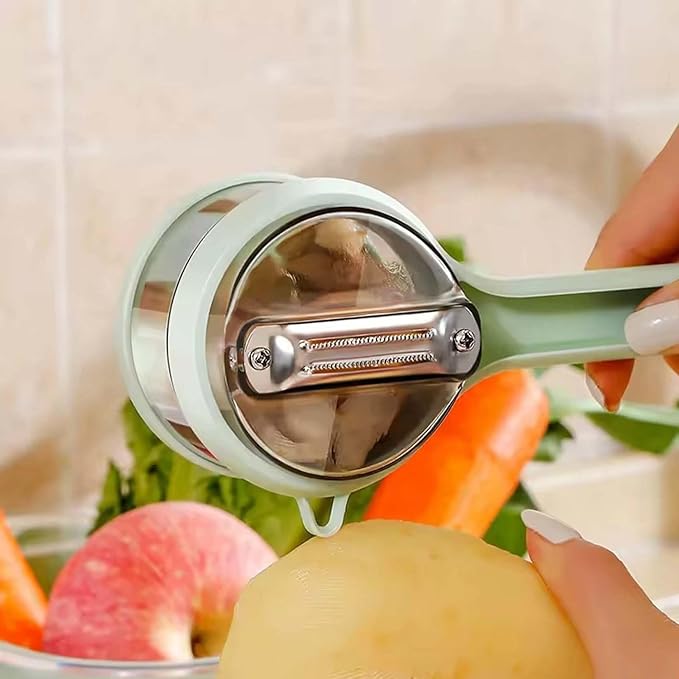 2026 New Peeling Knife with Storage Box, Vegetable Peeler with Container, Fruit & Vegetable Peeler with Catcher, Double-Sided Stainless Steel Multi-Function Kitchen Peele (Green)