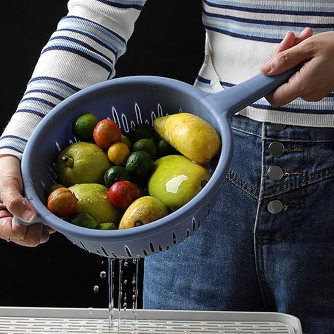 Handheld Drain Sieve 4-Pack Plastic Colanders with Handles for Efficient Fruit and Vegetable Washing Kitchen Strainers