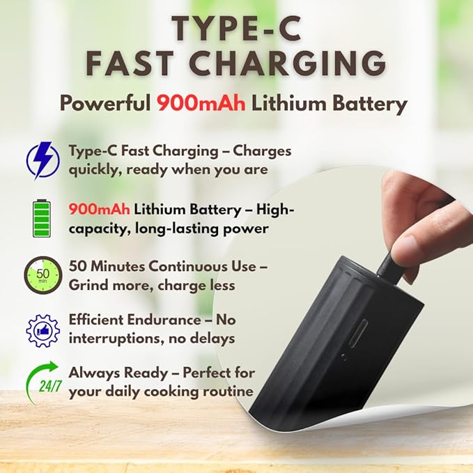 Electric Automatic Salt and Pepper, Rechargeable Grinder Mill, LED Light, One-Hand Operation, Adjustable Coarseness, USB-C Charging, ABS & Stainless Steel, Stand Included.