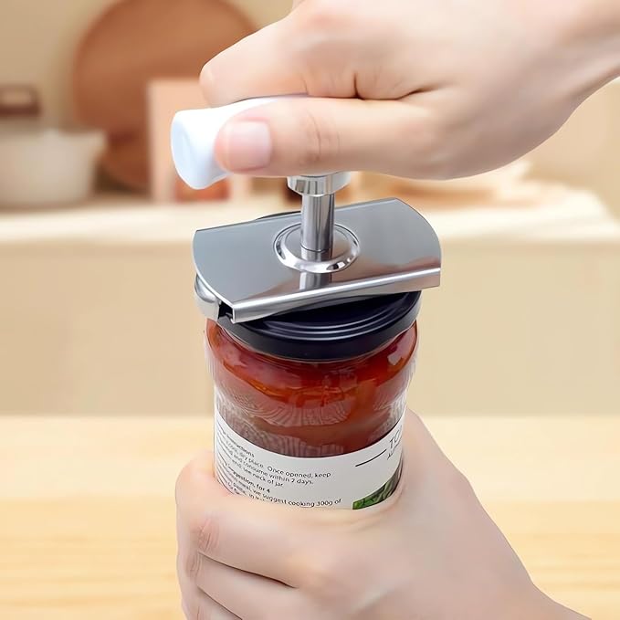 2024 New Effortless Arthritis Jar Opener - Jar Opener Bottle Opener for Weak Hands, Adjustable Grip Jar Openers for Seniors, Stainless Steel Easy Open Lid Opener - Simple But Powerful (Wooden)