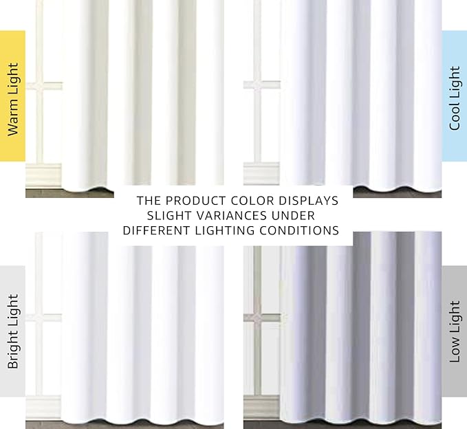 H.VERSAILTEX Blackout Curtains for Windows, Super Heavy-Duty Lined Darkness Drapes for Bedroom, Privacy Assured Window Treatment for Patio, Pack of 2, 52 x 108 inch, White Front with White Liner