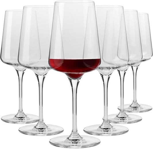 Krosno Red Wine Glasses | Elegant Design | Set of 6 | 16.9 oz | Infinity Collection | Ideal for Home, Restaurants and Receptions | Dishwasher Safe | Lead-Free Crystal Glass