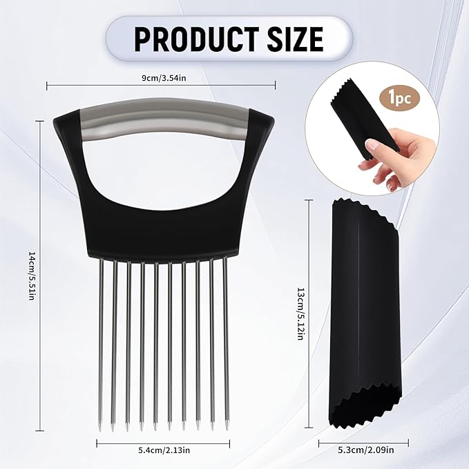 Stainless Steel Onion Holder for Slicing with A Garlic Peeler, Onion Slicer Holder, nion Cutter for Slicing of Onions, Tomatoes, Avocados, Eggs and Other Vegetables, KItchen Utensils