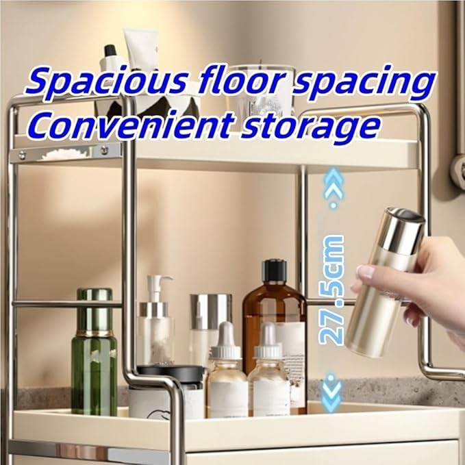 2-Tier Metal Spice Rack Desktop Storage Rack with Drawers Multifunctional Organizer Cosmetic Box for Bathroom Kitchen Beautiful