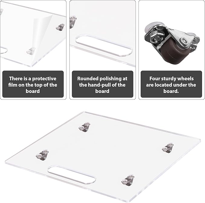 Appliance Sliders for Kitchen Appliances, Sliding Tray for Coffee Maker, Coffee Pot Slider Tray with Rubber Rolling Wheels for Heavy Kitchen Appliances like Blender (colorless, 13"D x 14"W)