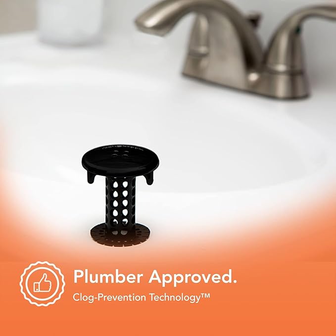 SinkShroom Hair Catcher, Matte Black Bathroom Sink Drain Protector, Hair Snare - Comes with 4 DrainShroom Toss Disposable Drain Snakes