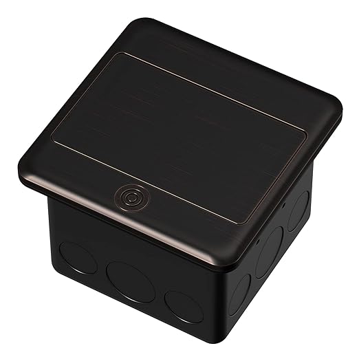 KYHSHJ Pop Up Floor Electrical Outlet Box Kit，20 Amp Stainless Steel TR Tamper-Resistant Duplex Receptacle Outlet， Corrosive Resistant Hardware，ETL Listed, Oil Rubbed Bronze