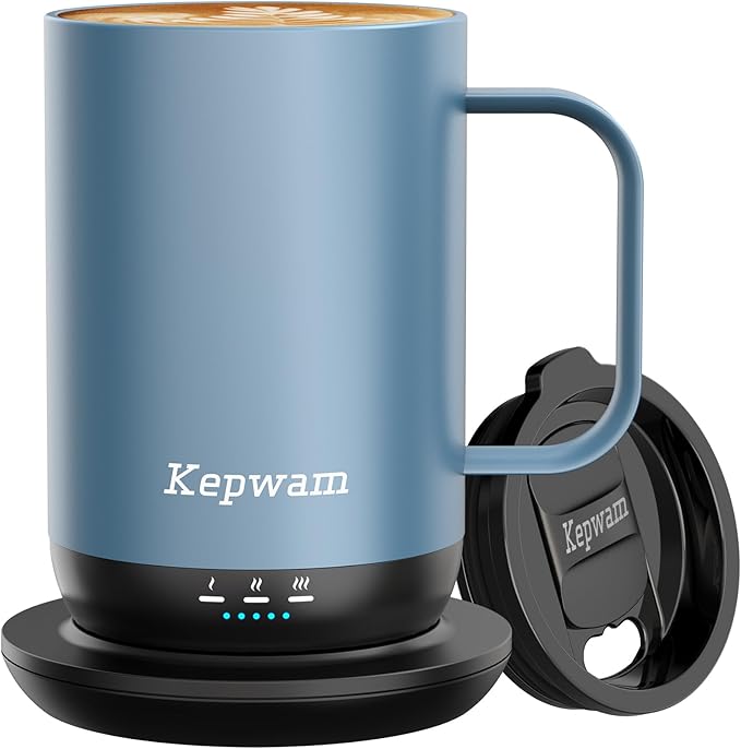 Self-Heating Coffee Mug T1-16oz, Fast Heating Rechargeable Heated Coffee Mug, Smart Mug with App & Button Control, Ideal Gift for Coffee Lovers & Hot Drink Enthusiasts