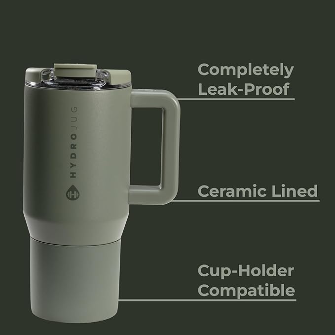 HydroJug Coffee Traveler 20 oz - Leak-Resistant, Ceramic-Lined Insulated Travel Coffee Mug for Hot or Cold Drinks with Flip Lid & Handle, Dishwasher Safe Coffee Tumbler, Courtyard