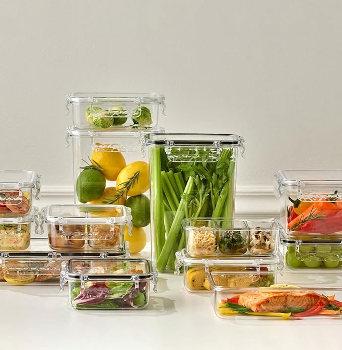 Crystal Lock Airtight Food Storage Containers with Lids Gift Set(7 pack) Tritan | BPA-Free Meal Prep Container | Microwave, Freezer and Dishwasher Safe | Leak-Proof | Fresher Food