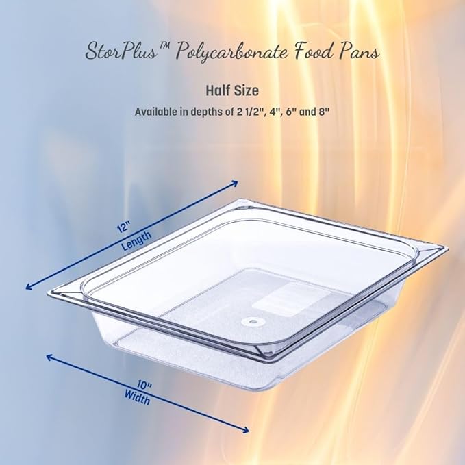 Carlisle FoodService Products Storplus 1/2-Size Food Pan for Catering, Buffets, and Restaurants, Polycarbonate 6 Inches Deep, Black