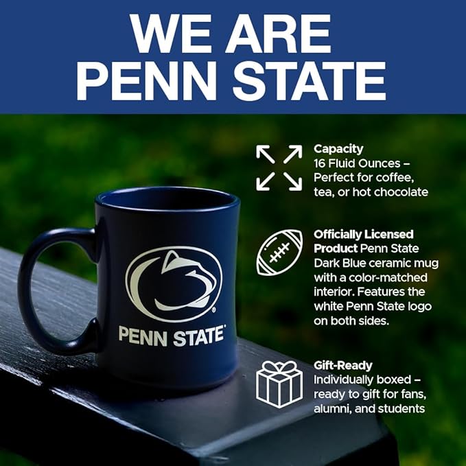 Penn State Nittany Lions Ceramic 16oz Sculpted Mug – Official Team Logo Coffee Cup – Handwash Recommended – Individually Boxed