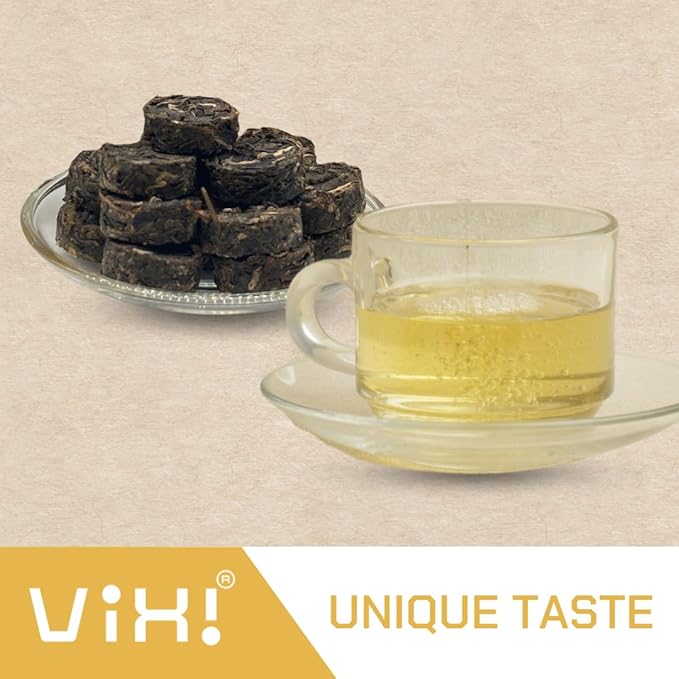 VIXI Raw Puerh Tea, 36 Mini Puer, 100% Natural from Ancient Tea Tree, Premium Green Pu-erh for Hot & Cold Brew