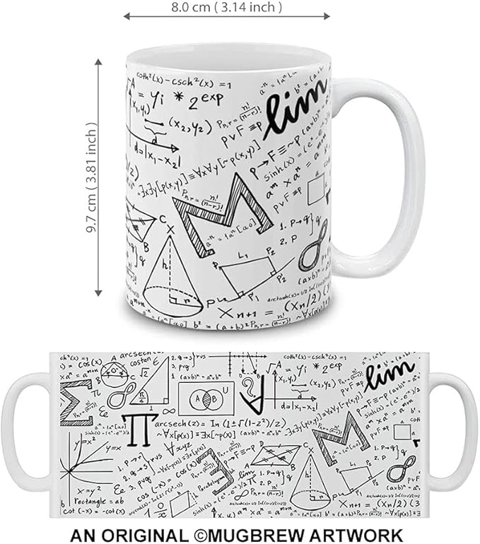 MUGBREW Math Equations Whiteboard Ceramic Coffee Mug Tea Cup, 11 OZ