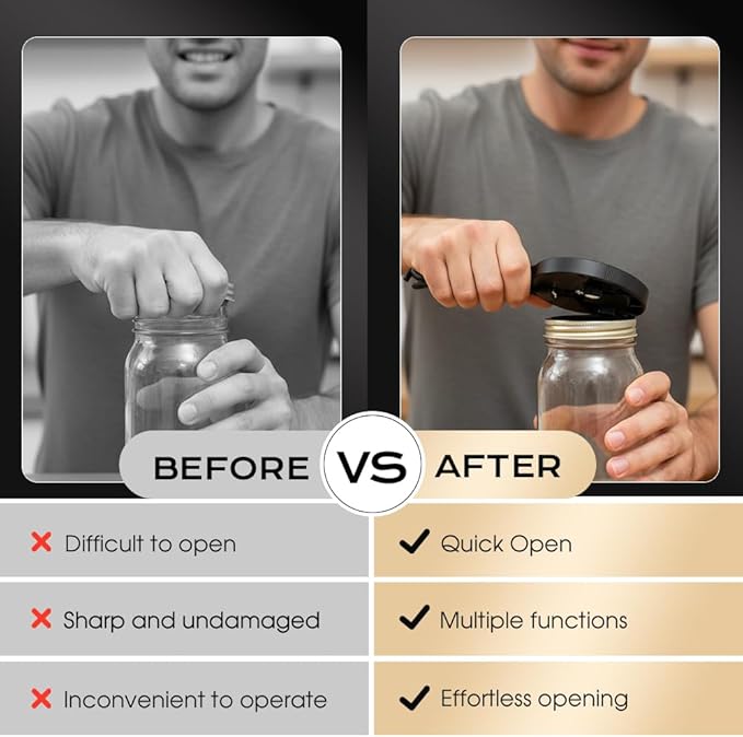 Adjustable Stainless Steel Jar Opener, Multifunctional Lid Gripper & Bottle Cap Opener for Weak Hands, Stainless Steel Can Opener Easy-Open Tool for Jars, Cans, Bottles Kitchen Gadget (1PC)
