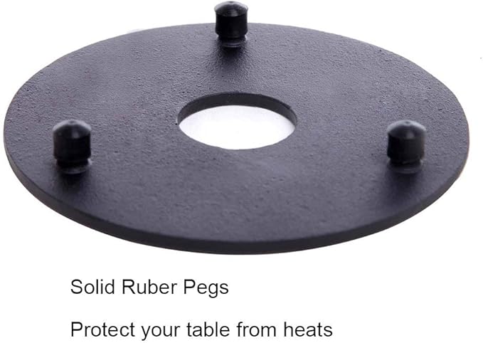 Hwagui - Black Cast Iron Teapot Trivet with Rubber Pegs for Dining and Kitchen Table, 5.5 Inch Diameter