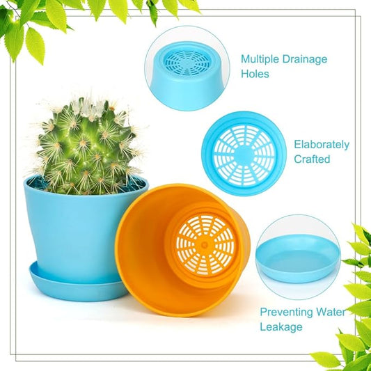 8 Pcs Plant Pots,3.8" Flower Pots,Gardening Gifts,Plastic Pot for Plants,Nursery Succulent Pot Planters for Indoor Plants,Small Flower Pots,Cute Plant Pots