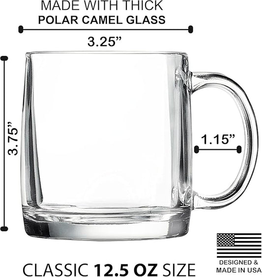 Caterpillar, Personalized 12.5 oz Polar Camel Glass Coffee Desk Mug – Custom Laser Engraved Clear Cup for Tea, Espresso, Latte, Whiskey - Microwave Safe/Made in USA