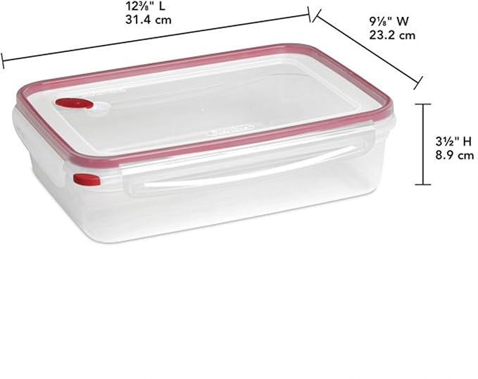 Sterilite Ultra-Seal 16 Cup Rectangle, Airtight Food Storage Container, Latching Lid, Microwave and Dishwasher Safe, Clear With Blue Gasket, 16-Pack