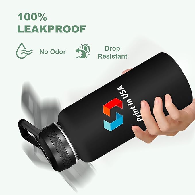 Personalized Custom Print in USA Water Bottle 100Pcs 32oz Stainless Steel Double Wall Coffee Cup with Lid & Straw Insulated Tumbler with Colorful Text Logo Photo
