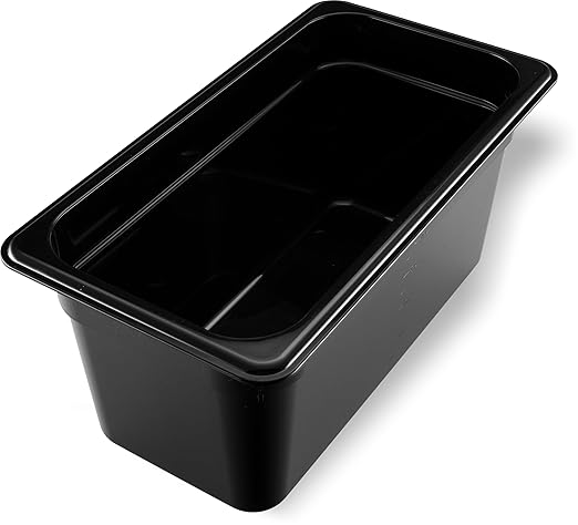 Carlisle FoodService Products StorPlus High Heat Food Pan, 1/3 Size, 6 Inches Deep, Black, 5 Litre Capacity, Plastic, No Lid