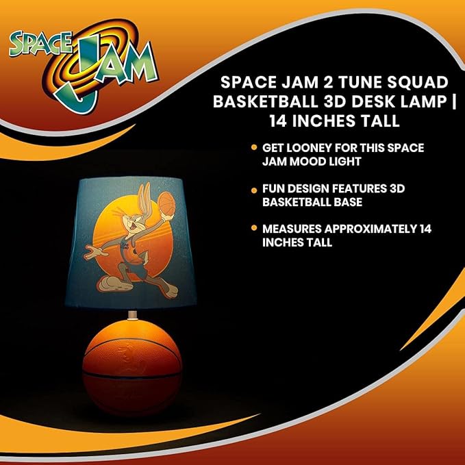 Space Jam 2: A New Legacy Tune Squad Basketball 3D Desk Lamp, Bugs Bunny Mood Light | Home Decor Accessories And Room Essentials | Official Looney Tunes Collectible | 14 Inches Tall