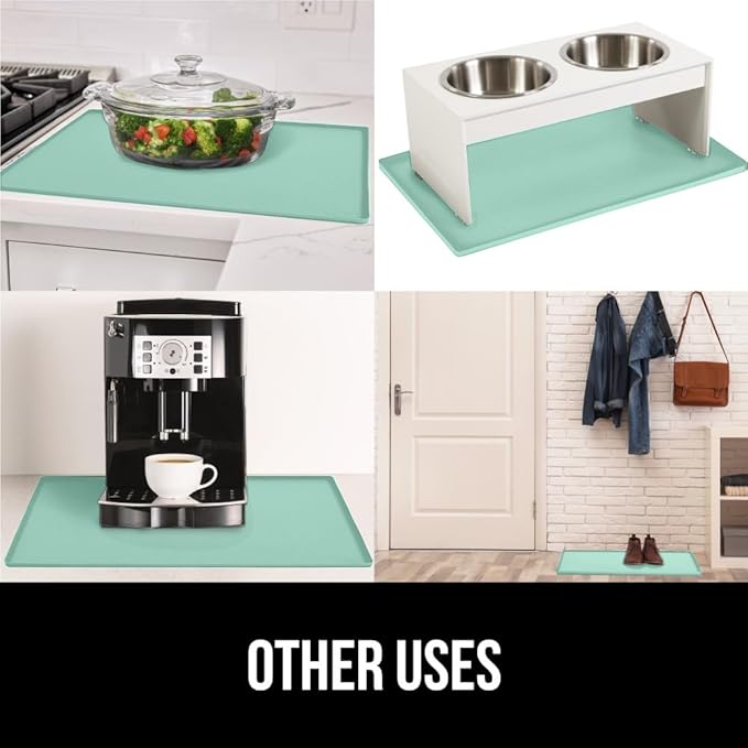 GORILLA GRIP Waterproof Silicone Under Sink Mat with Raised Lip for Kitchen and Bathroom, 46 x 22 in, Cabinet Shelf Liner Stay in Place Mats Dishwasher Safe Drawer Liner, Organizer Tray, Mint