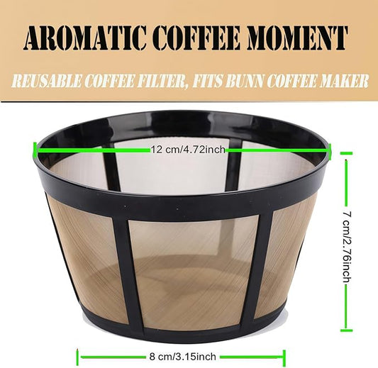 Blisshour Reusable Coffee Filter, Fits BUNN Coffee Maker and Brewer Replaces your Coffee Filter 8 10 12 Cup Basket and Permanent Coffee Filter (2PCS)