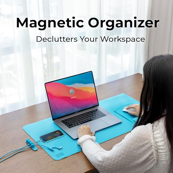 BLACK+DECKER 4 Pack Magnetic Cable Clips w/Metal Plate, Cord Organizer Adhesive Wire Holder Keeper Organizer for Home Office Phone Car Wall Desktop Nightstand (Loch Ness)