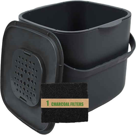 7-Liter Compost Bin Kitchen Countertop Trash Can with Lid - Odorless Compost Bin Outdoor with Filters