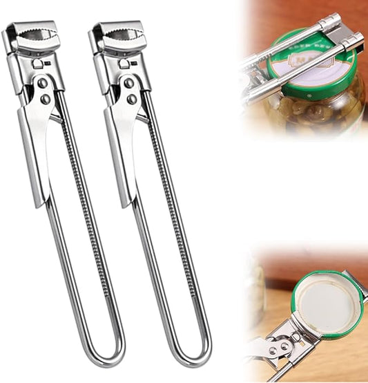 Adjustable Stainless Steel Jar Opener, 2026 Upgraded Easy Grip Jar Opener, Adjustable Bottle Can Opener for Weak Hands Seniors, Lid Remover Tool Kitchen Gadgets 2 Pcs