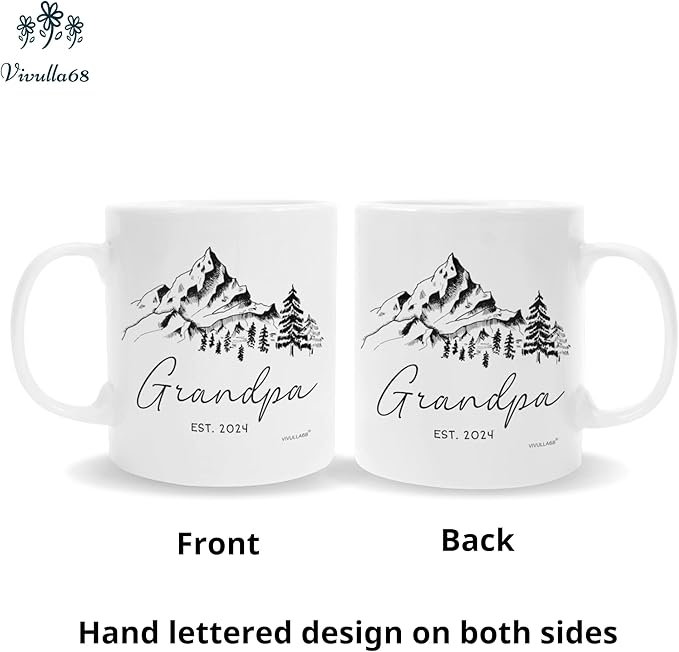 Vivulla68 Grandparents Gifts First Time 2024, Pregnancy Announcement For Mug Set, Promoted To Grandma And Grandpa 2024 Mugs, Baby Est Grandparent mug - White 1 (Grandparent Mug Set 2024, 11Oz)
