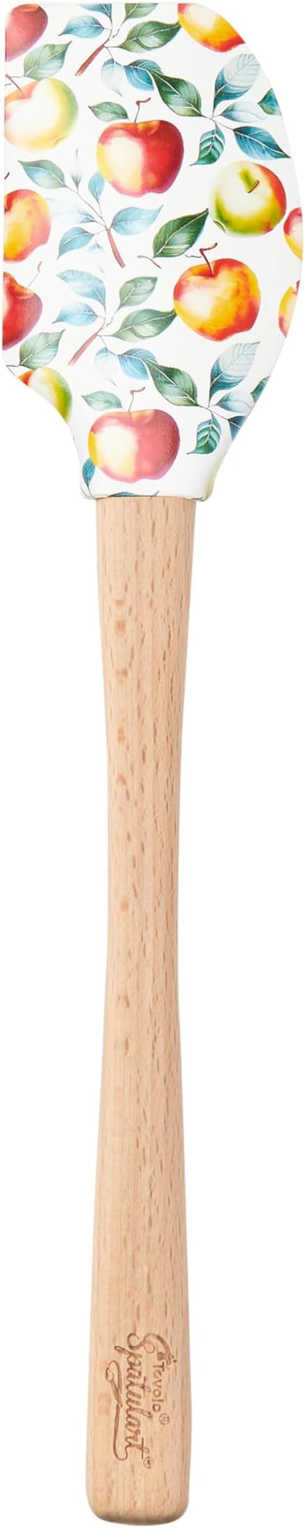 Tovolo Apple Orchard Fall Spatula With Wood Handle for Cooking Baking Mixing Meal Prep, Autumn Spatulart Fall Apple Kitchen Utensil Decor Spatulas Silicone Heat Resistant BPA Free