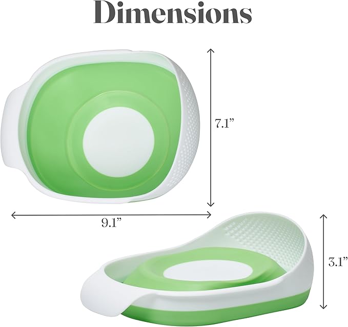 Kitchen Gizmo Collapsible Rice Strainer - Silicone Rice Washer Strainer Bowl - BPA Free - Space Saving Design - Lightweight and Easy to Clean - 9.1 x 7.1in High - Green/Grey